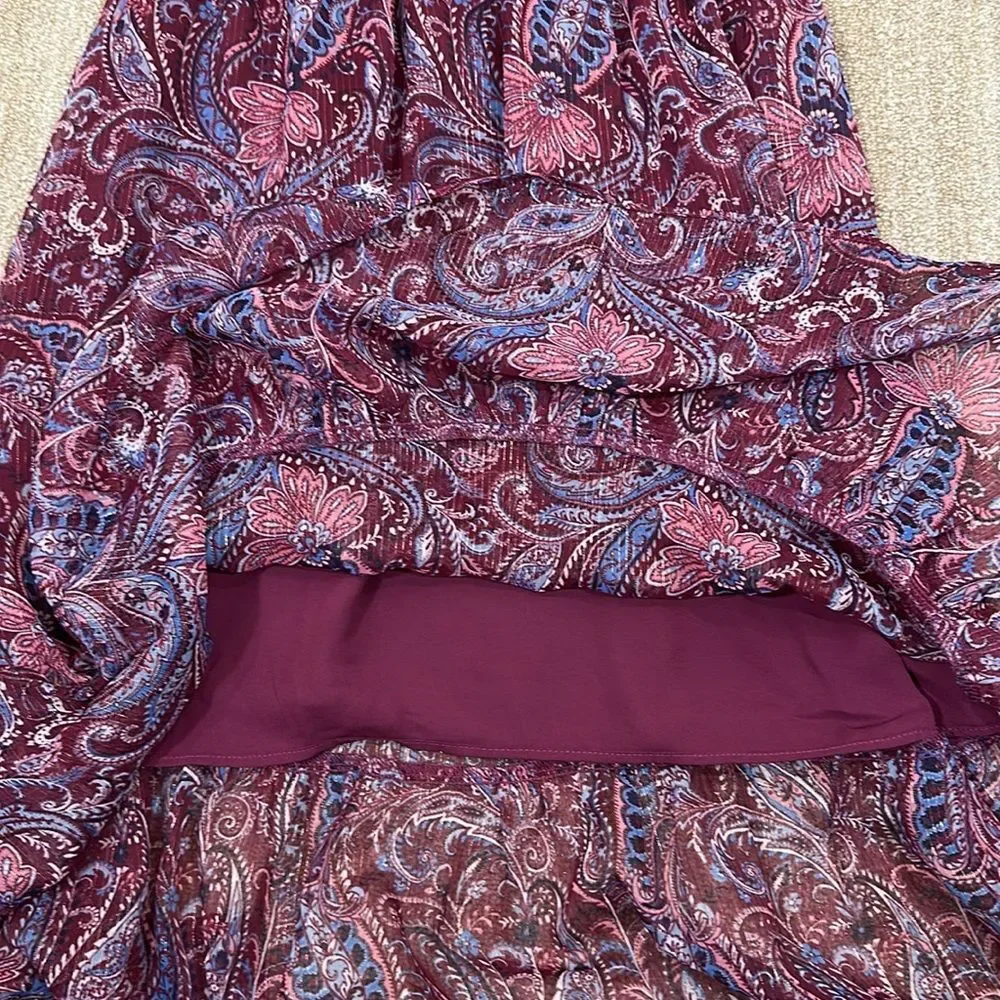 Talbots Midi Fit Flare Dress Metallic Paisley Fairy Fall Women Dress Petite 10P